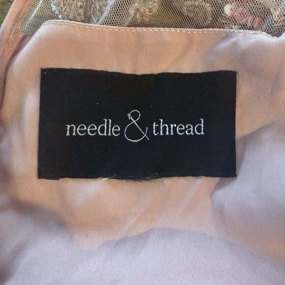 Needle & Thread Meadow Embellished Tulle Playsuit Floral Pink Beaded Romper Sz 6 - Picture 6 of 16